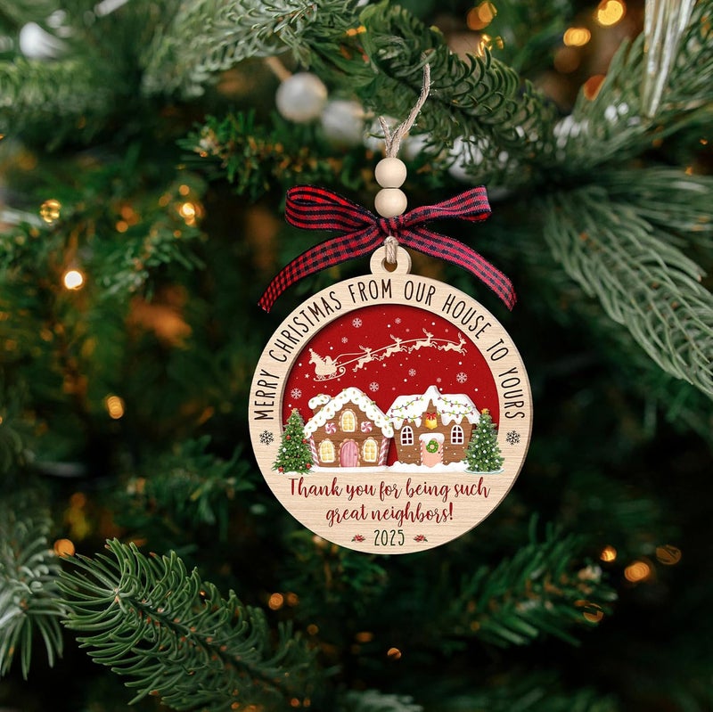 SUCHAGIFT Neighbor Christmas Ornaments - Neighbor Ornament - Gifts for Neighbors, Neighborhood Gifts - Christmas Ornaments for Neighbors, Friends - Wood Hanging Ornament 2025 - Image 5